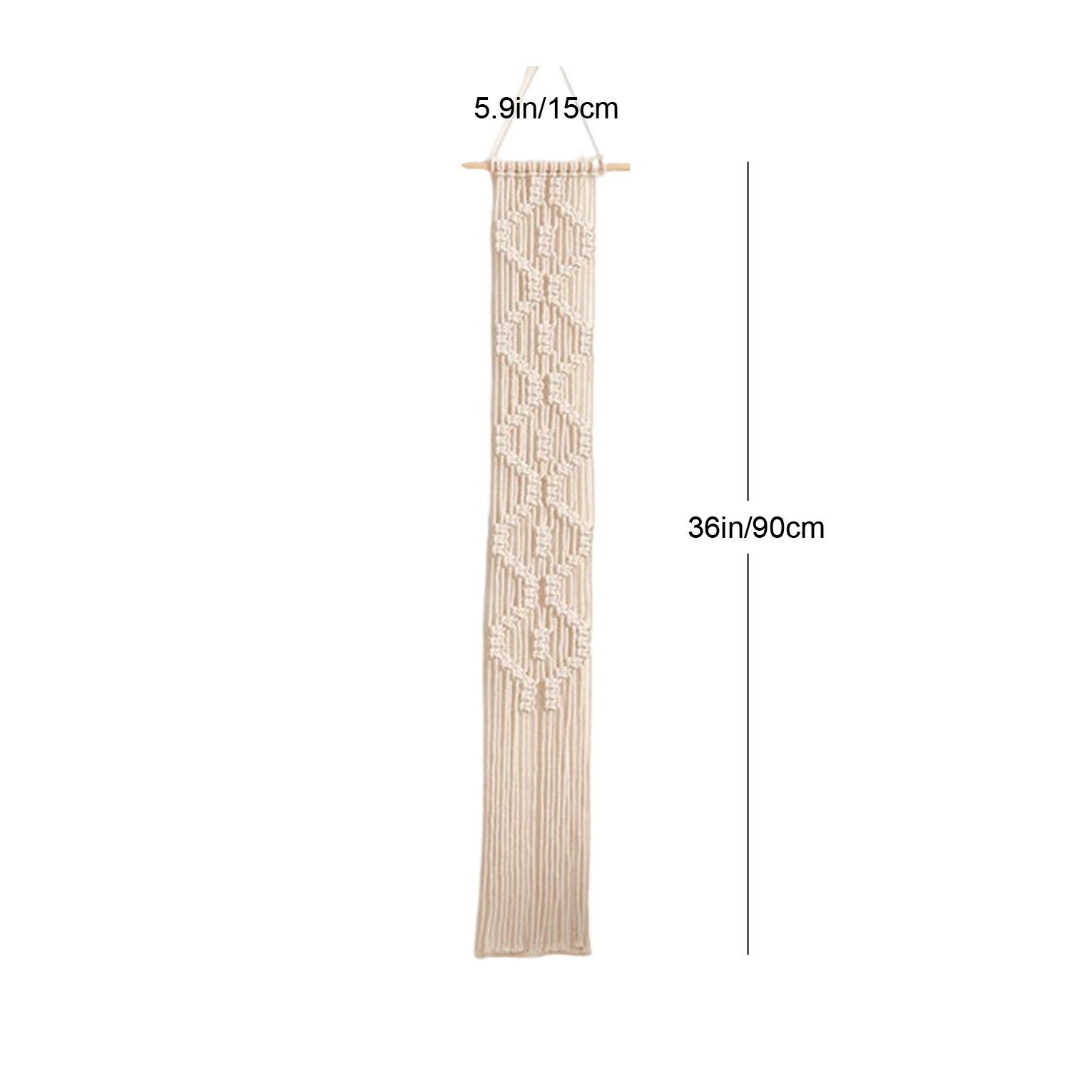 Macrame Wall Hanging Boho Style, Handmade Geometric Pattern, Tassel Background, Bed Headboard Decor, Combinable Strips, Wall Blanket