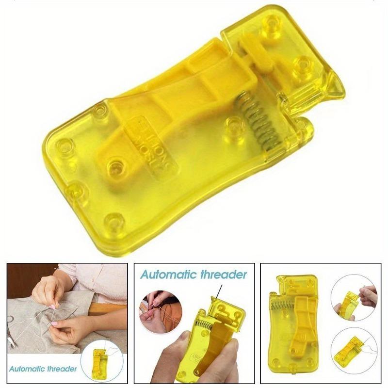 Lemon Yellow Automatic Needle Threader - Ergonomic Design with Sharp Metal Tip for Quick & Easy Threading, DIY Sewing & Crafting Tool for Beginners & Experts, Durable Sewing Supplies, Needle Threader Tool