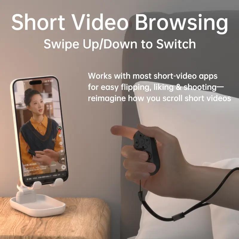 Bluetooth Remote for TikTok Scrolling, Page Turning, Volume Control & Camera Shutter | Hands-Free Phone Controller for iPhone & Android, 2026 Upgraded, Wireless Remote Control