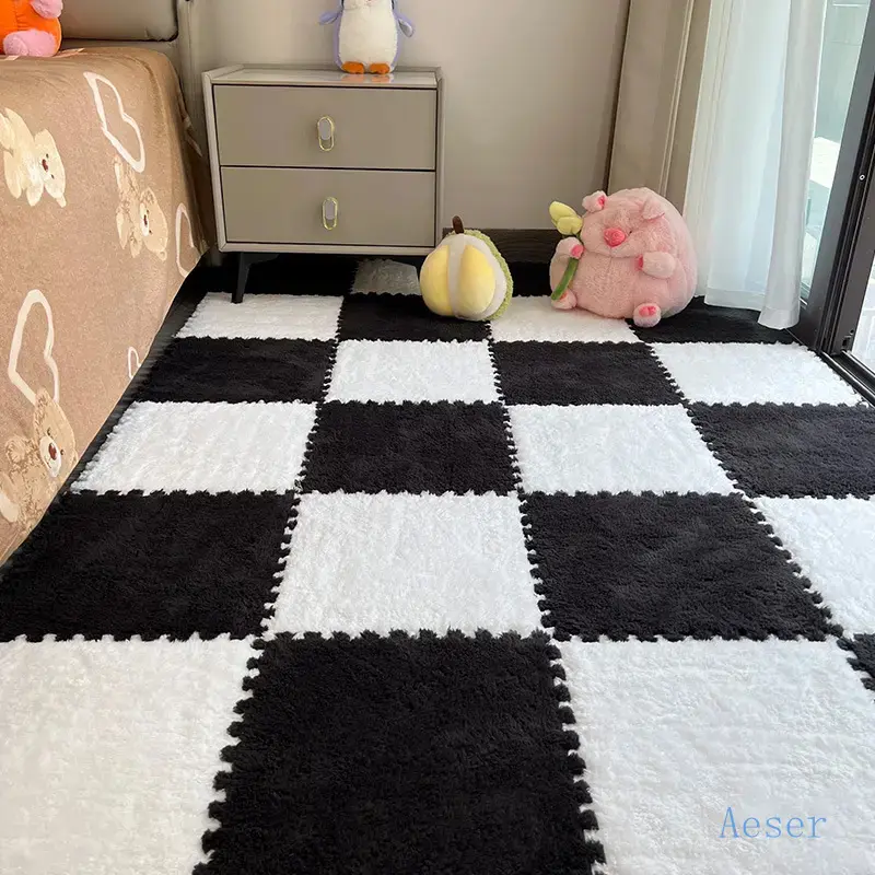 24 pieces thick plush patchwork carpet - suitable for bedroom, cloakroom, living room bay window, pet bed, rental house, and home floor.Washable and cuttable.Soft Thick Rugs, Decorative Rug, Home Decor Rugs-L