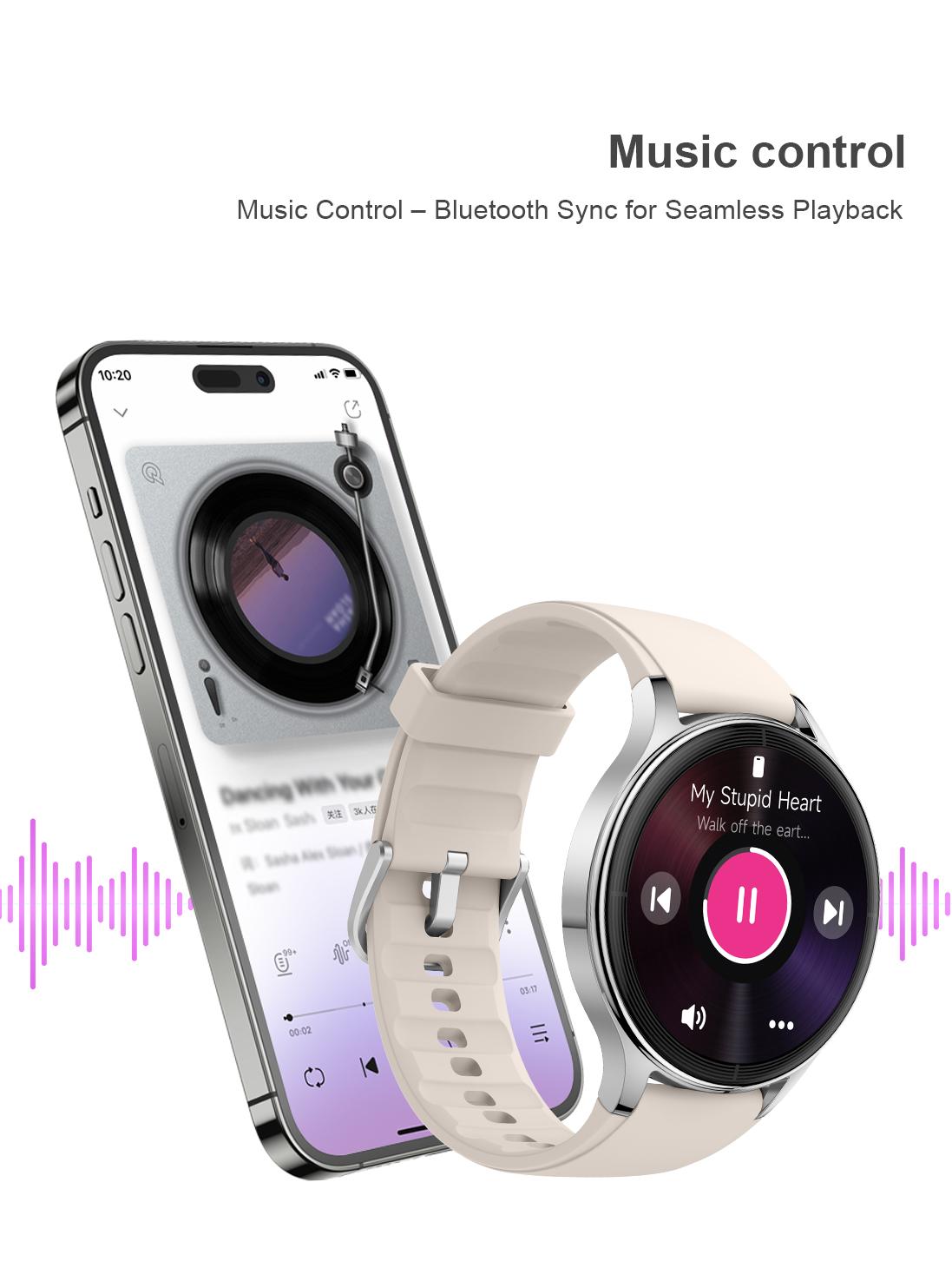 DR06 Stylish Round Smart Watch for Women Slim Versatile Heart Rate Sleep Monitor for Office Commuting Casual Wear