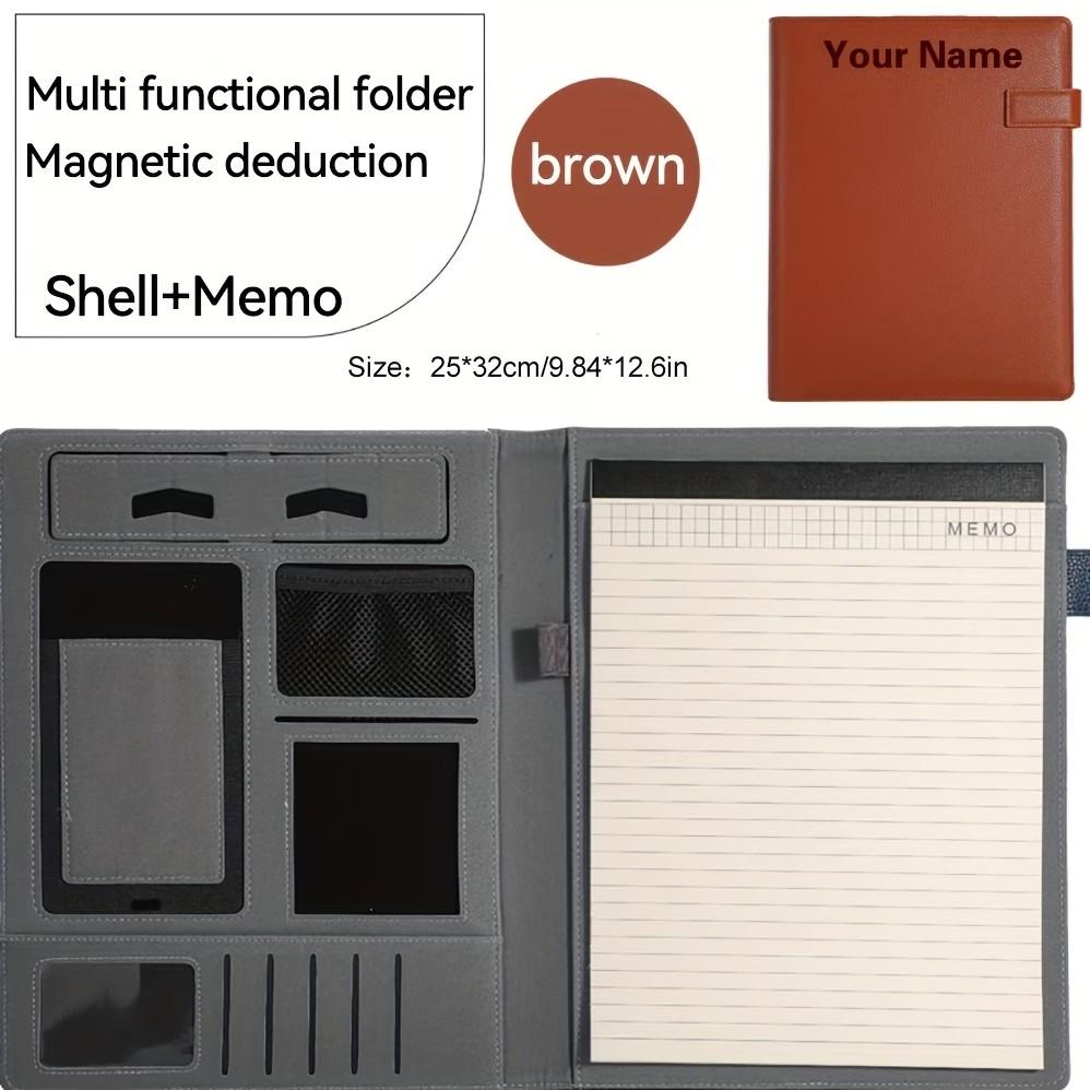 Multifunctional A4 File Folder with Sticky Notes, Office Storage Business Leather Document Manager, Contract Signing Book Office Supplies