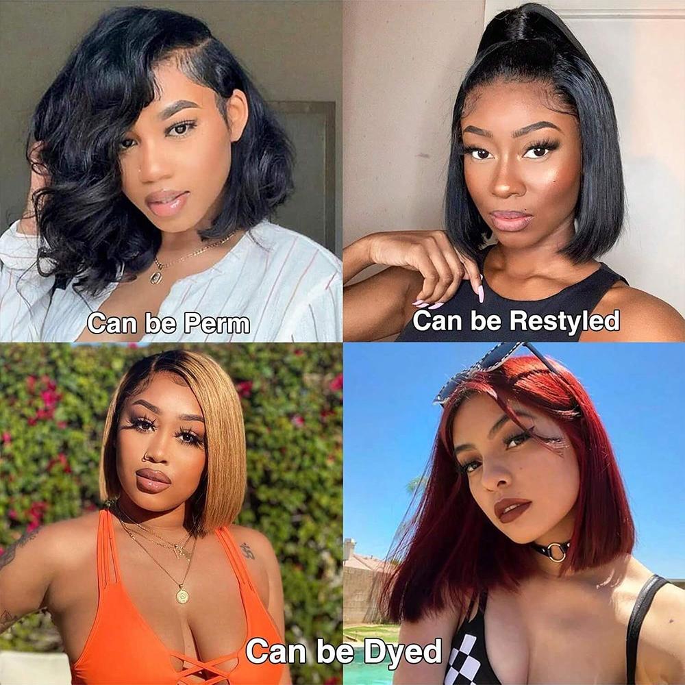 Bob Wig Human Hair 180% Density 13x4 HD Transparent Lace Front Wigs Human Hair Pre Plucked Short Bob Glueless Straight Wigs Human Hair for Women
