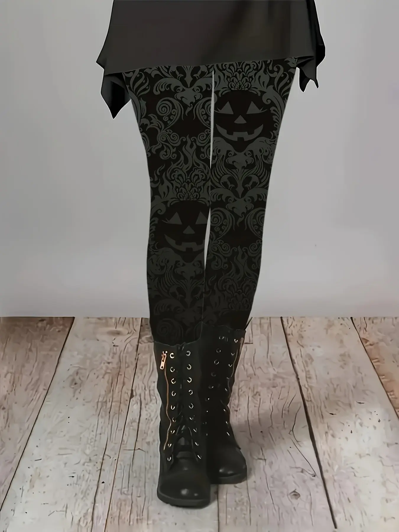 Halloween Women's Skinny Trousers, High Elasticity Yoga Pants, Gothic Retro Dark Style, All over Print, Perfect for Halloween
