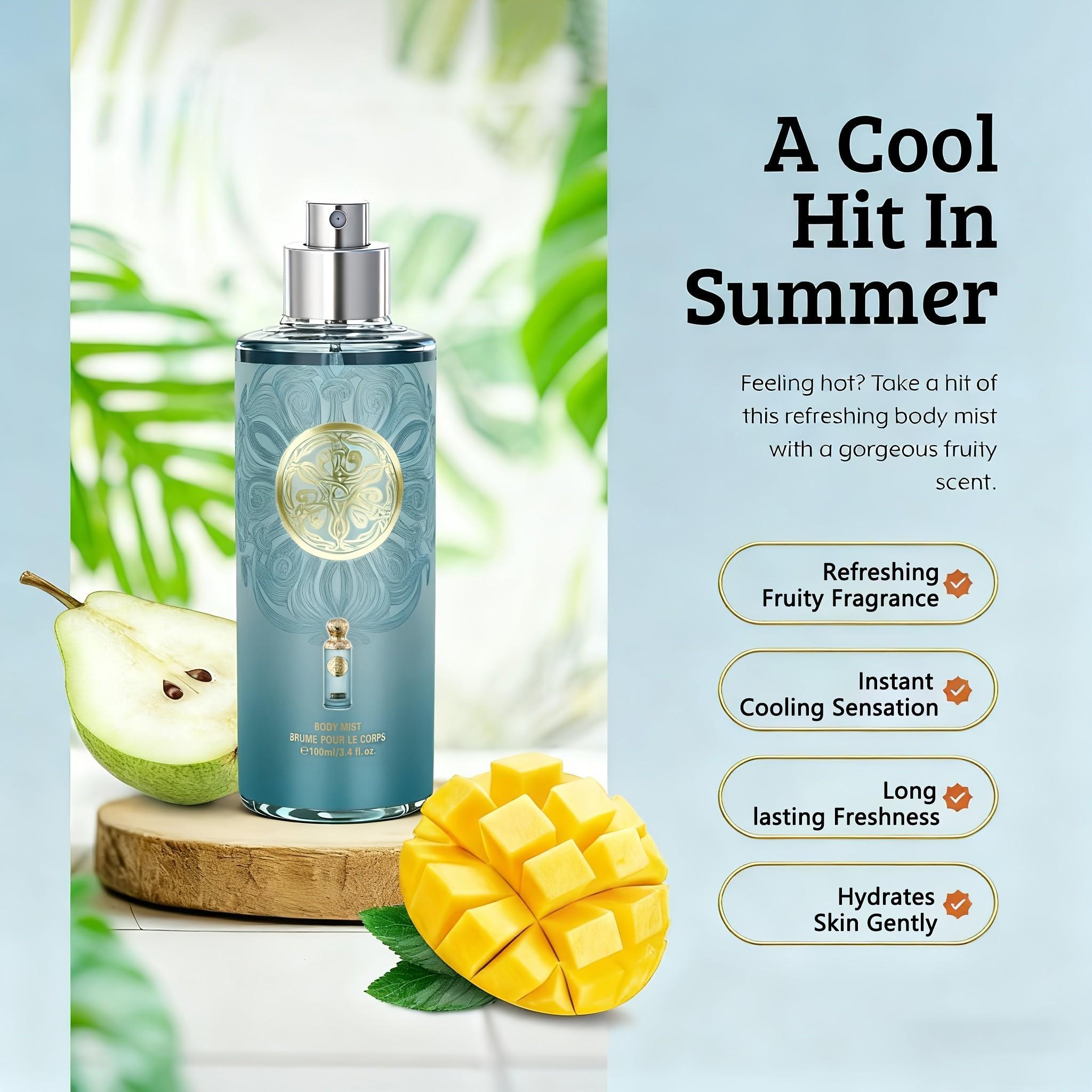 Fresh Body Spray 100ML, Long-Lasting Mango and Pear Scent, All-Day Use, Travel-Friendly, Suitable for Daily Use and Dates