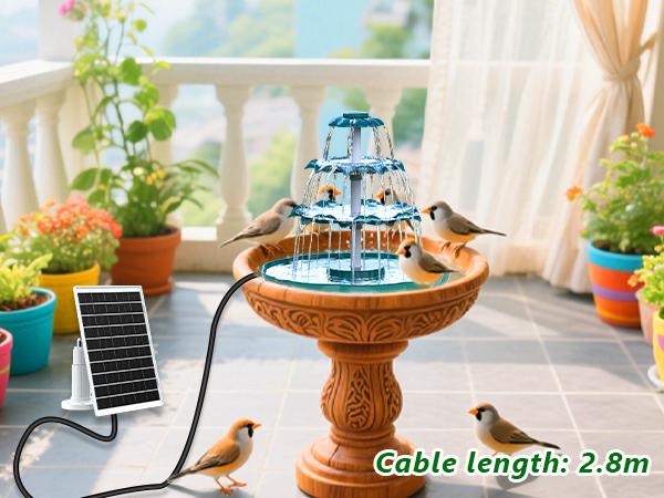AISITIN 6.5W Solar Bird Bath Fountain with 3 Tiered Bird Bath Upgraded 2025, DIY Detachable Solar Water Fountain Pump with Fixed Equipment for Garden Decoration, Outdoor Bird Feeder
