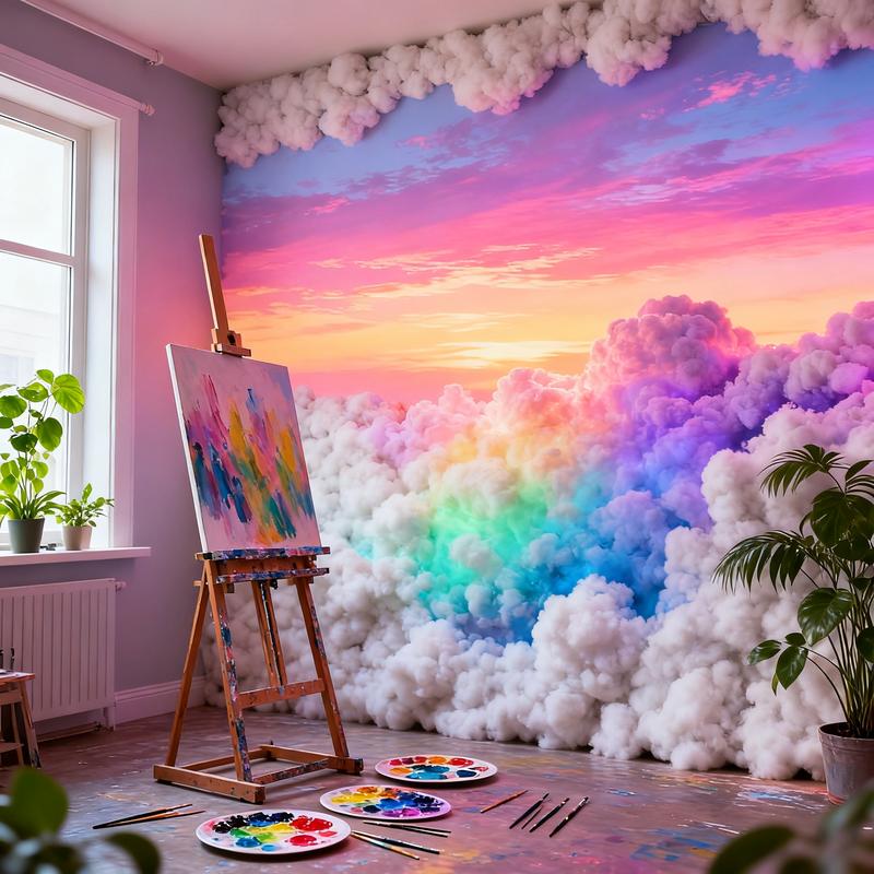 Rainbow Cloud Wall Light, Fluffy 3D Hanging Cloud Decoration, Warm Glow, Bedroom Aesthetic, Living Room Art Lighting, Atmosphere Light