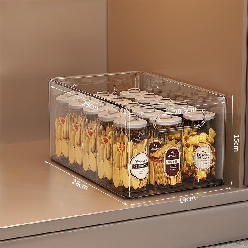 Transparent Plastic Storage Basket, Long Rectangular Organizer Box, Desktop Snack & Miscellaneous Item Holder, Cabinet Drawer Accessory