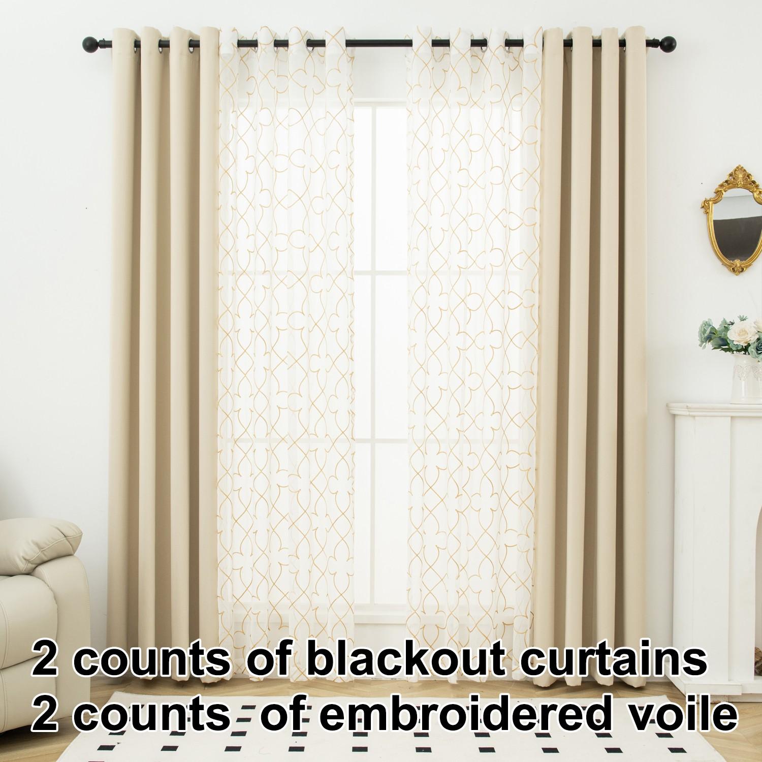 Upgrade Your Room! ✨ Stylish SUN-BLOCKING Curtains w/ Embroidery - Set of 4! Embroidered Curtains Home Decoration Curtain #RoomMakeover #InteriorDesign #BedroomDecor