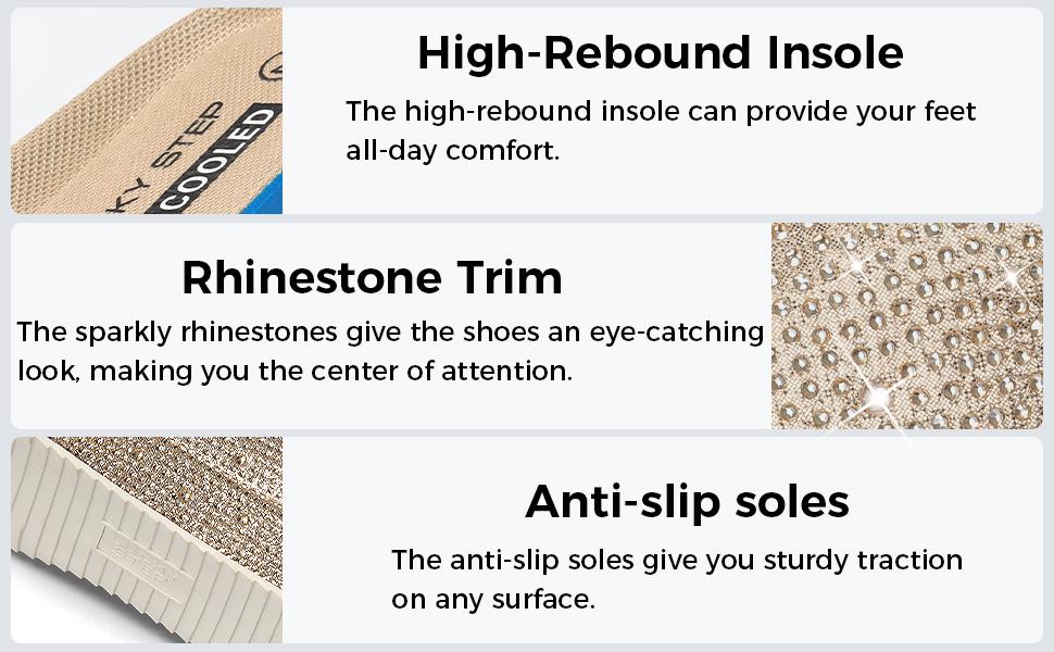 LUCKY STEP Platform Rhinestone Fashion Glitter Sneakers Sparkly Bling Bedazzled Wedding Bridal Shiny Shoes for Women Non-slip TPR Outsole Casual Footwear