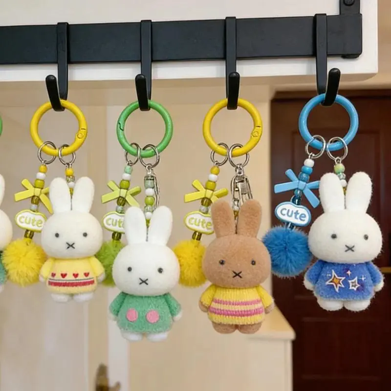 Miffy Cute Creative Fashion Plush Keychain Portable Decorative Rabbit Pendant Anime Bag Kawaii Suitable for Men and Women Gifts