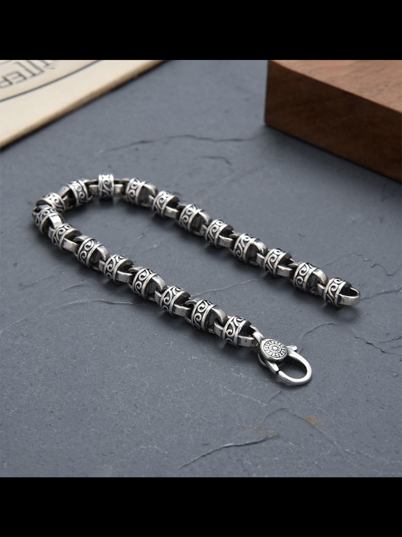 New Han Style Grass Pattern Hand Chain Bracelet, Men's Vintage Jewelry, National Trend, Unique Hip Hop Design, All Seasons Wear