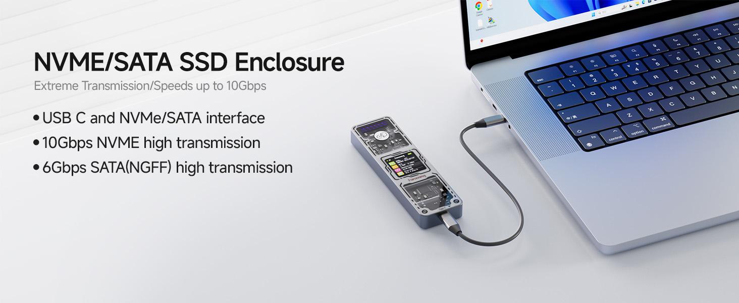 fanxiang SSD Enclosure, USB 3.2 Gen 2 (10 Gbps), M.2 NVME/SATA SSD Enclosure, USB Adapter/Reader