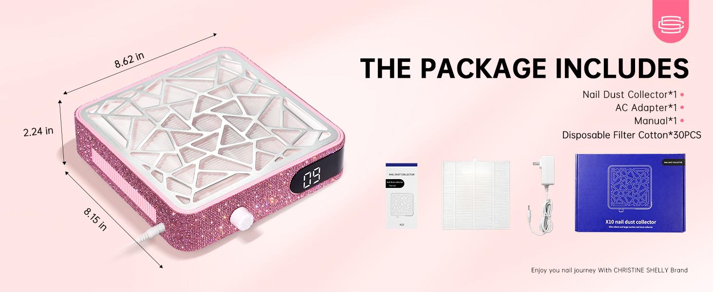 Nail Dust Collector, Corded Dust Collector Nail Tech,Powerful Vacuum Fan Vent Dust Collector Extractor Dust Suction Machine for Acrylic Nails Polishing, Nail Salon, Manicure Clean Workspace Inhalation Pisks,Pink Diamond/White Diamond