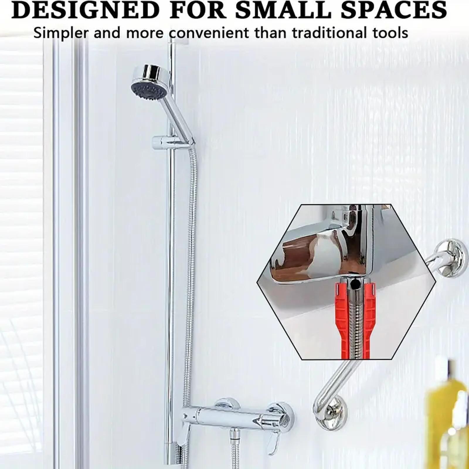 14-in-1 Faucet Wrench,Sink Faucet Installer Tool,Multi-functional Pipe Wrench,Bathroom Plumbing Installation & Repairs Wrench for Small Space Toilet Kitchen Bathroom Toilet Sink.