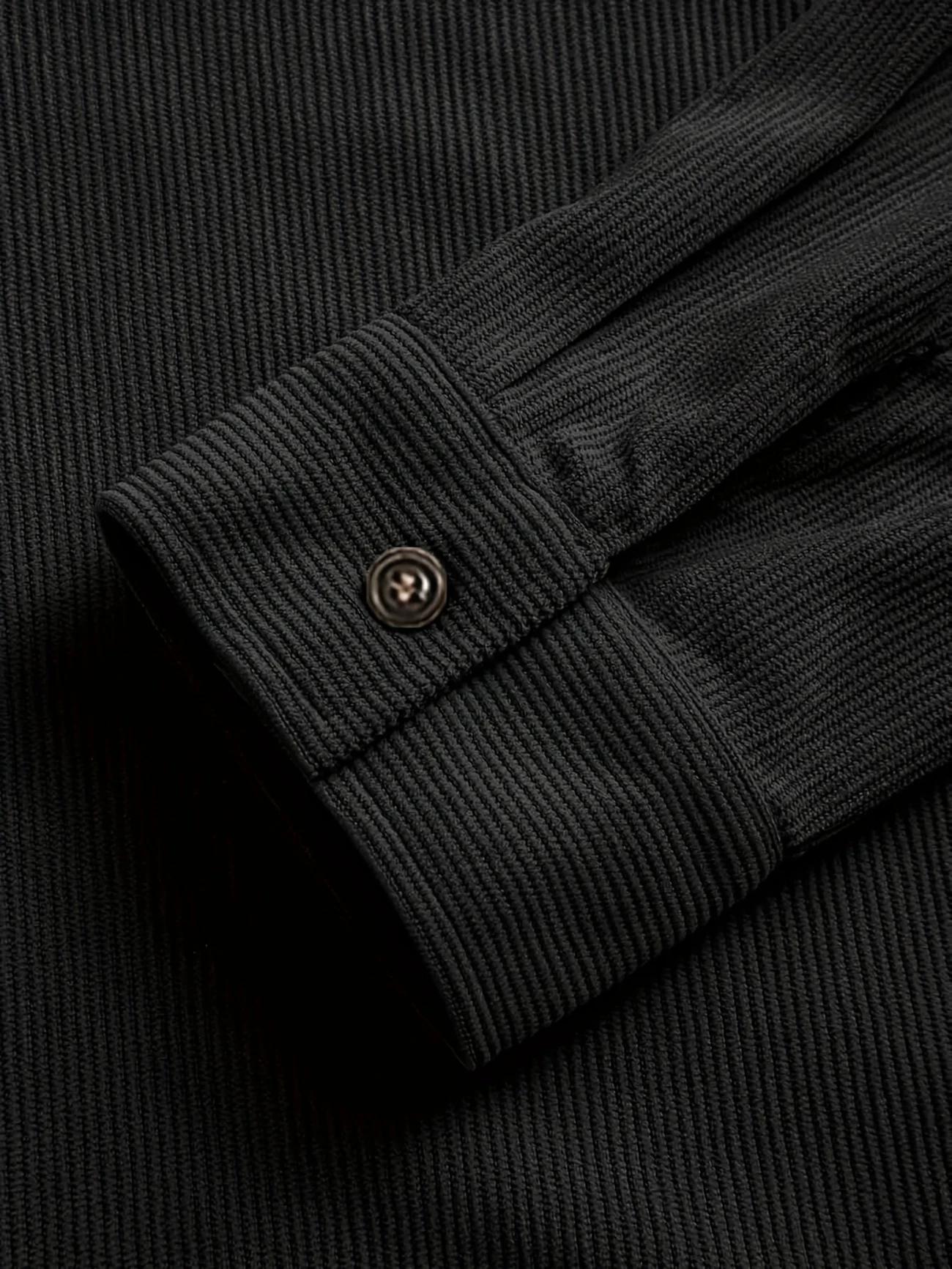 Popular corduroy material men's casual shirt jacket with lapel buttons, long sleeved cardigan, double patch pocket design suitable for daily leisure, fashion, simplicity, commuting, street fashion, spring and autumn long sleeved shirt