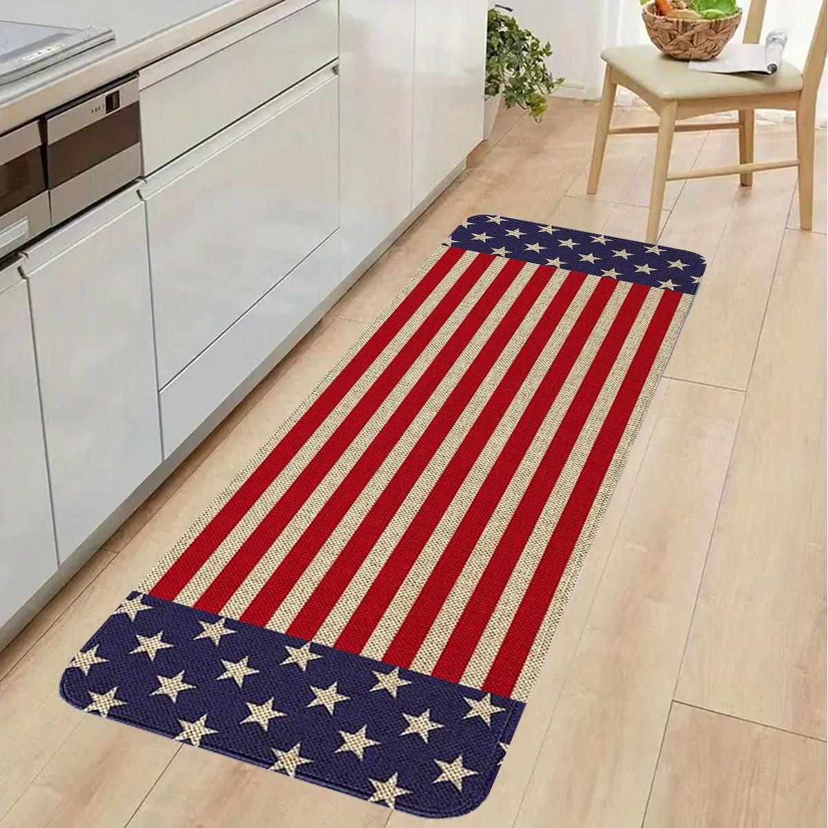 JIT 1/2/3 pc of flannel flag Memorial Day and Independence Day White Eagle Embroidered Carpet for Multi-Scene Use as Decorative Carpet - Kitchen Carpet Set, Flannel Washable Side-Edge Soft Carpet, Suitable for Kitchen, Bedroom, etc.