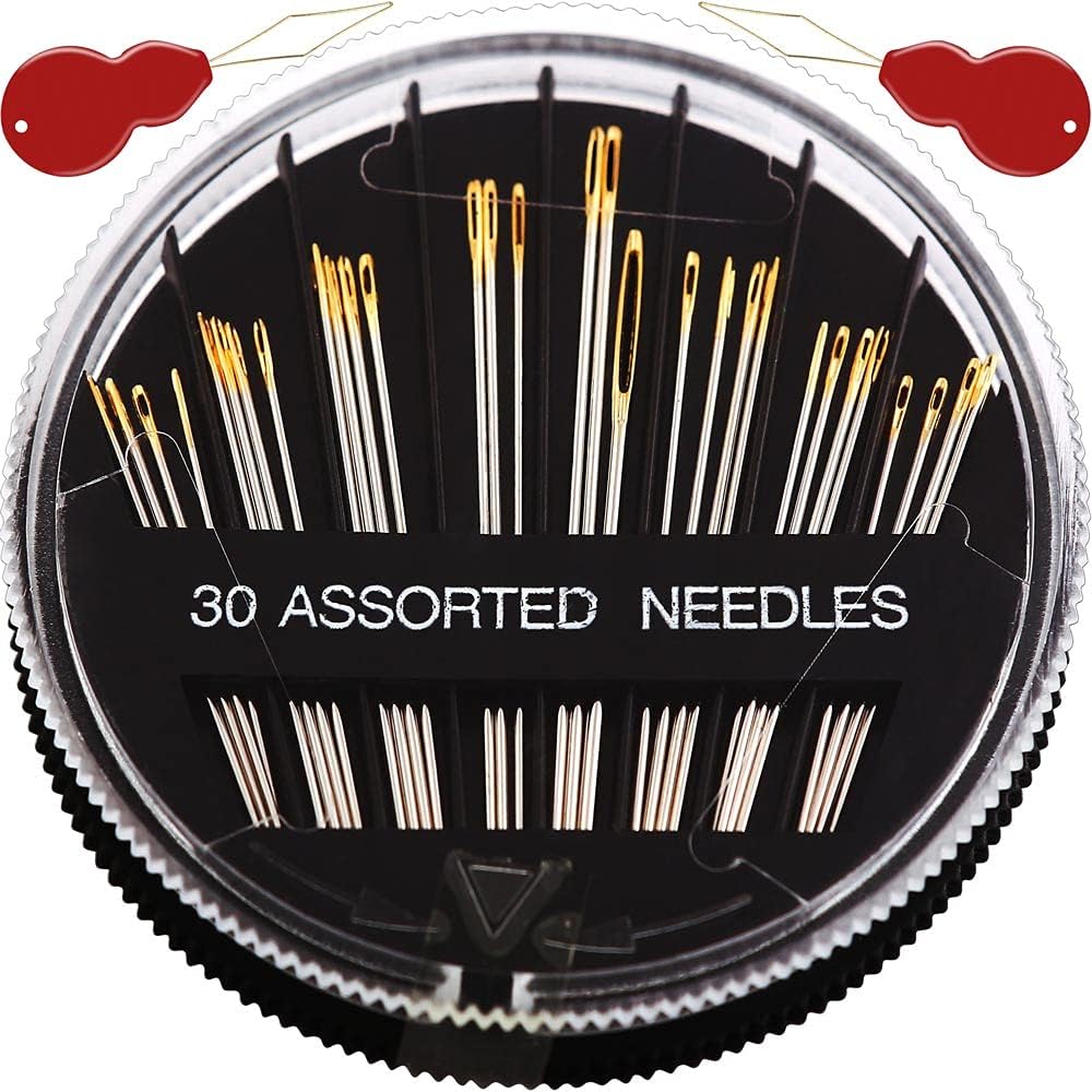 30Pack  Sewing  for Hand Sewing Repair, 6 Sizes   with 2 Threaders, Hand Sewing , Large Eye Stitching , Embroidery , Sewing