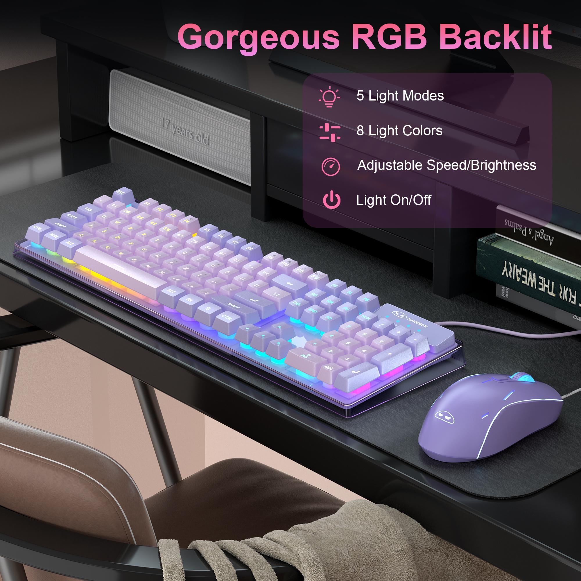 MageGee K1 Gaming Keyboard and Mouse Combo, RGB LED Backlit Keyboard with 104 Keys Computer PC Gaming Keyboard for PC/Laptop MageGee K1 Gaming Keyboard and Mouse Combo, RGB LED Backlit Keyboard with 104 Keys Computer PC Gaming Keyboard for PC/Laptop
