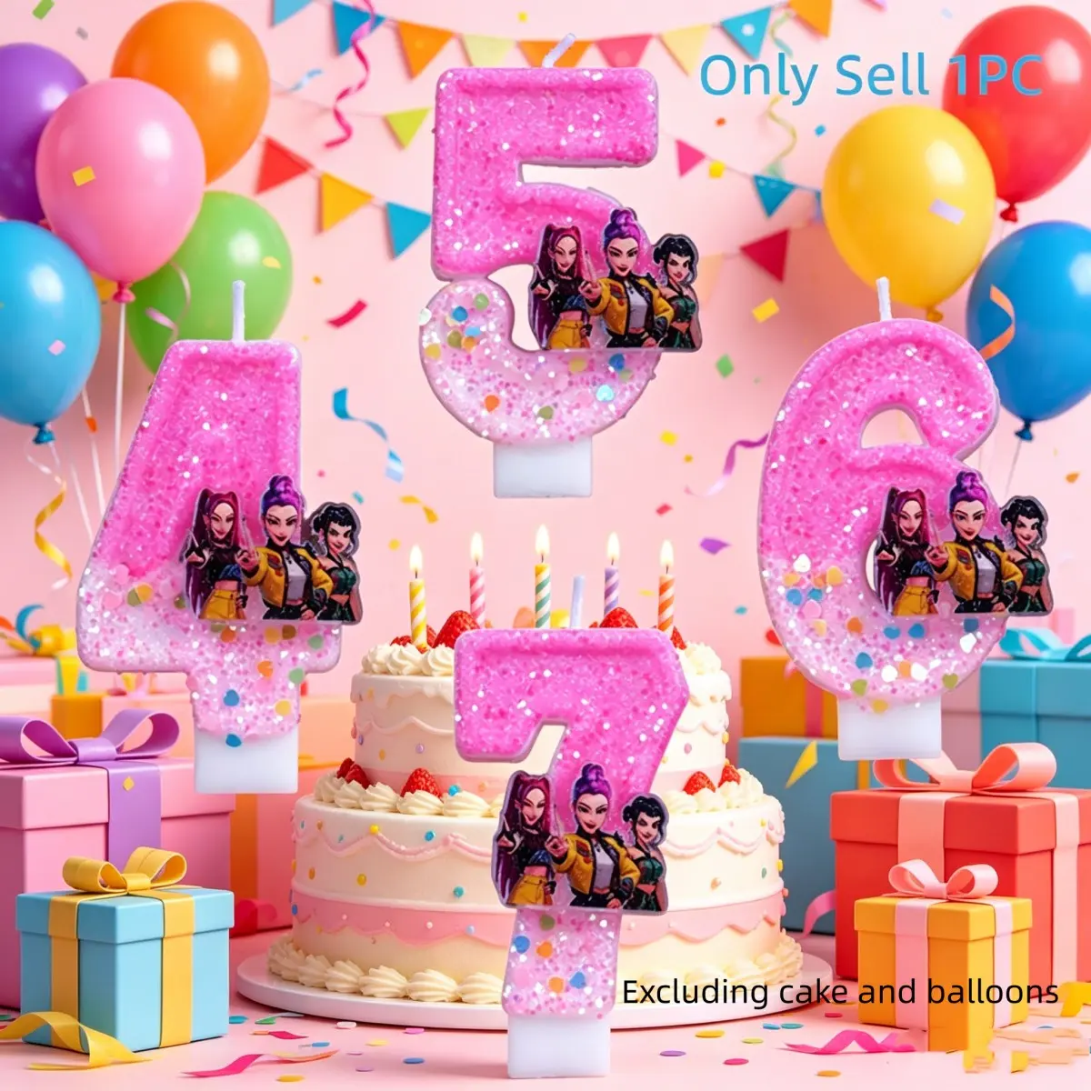 Cute Singing Exorcist Girl Team provides birthday party candles, digital festival party candles, cake sparklers, cake decorations, festival celebrations, best holiday supplies, charming anime character designs, and 4th/5th/6th/7th anniversary decorations