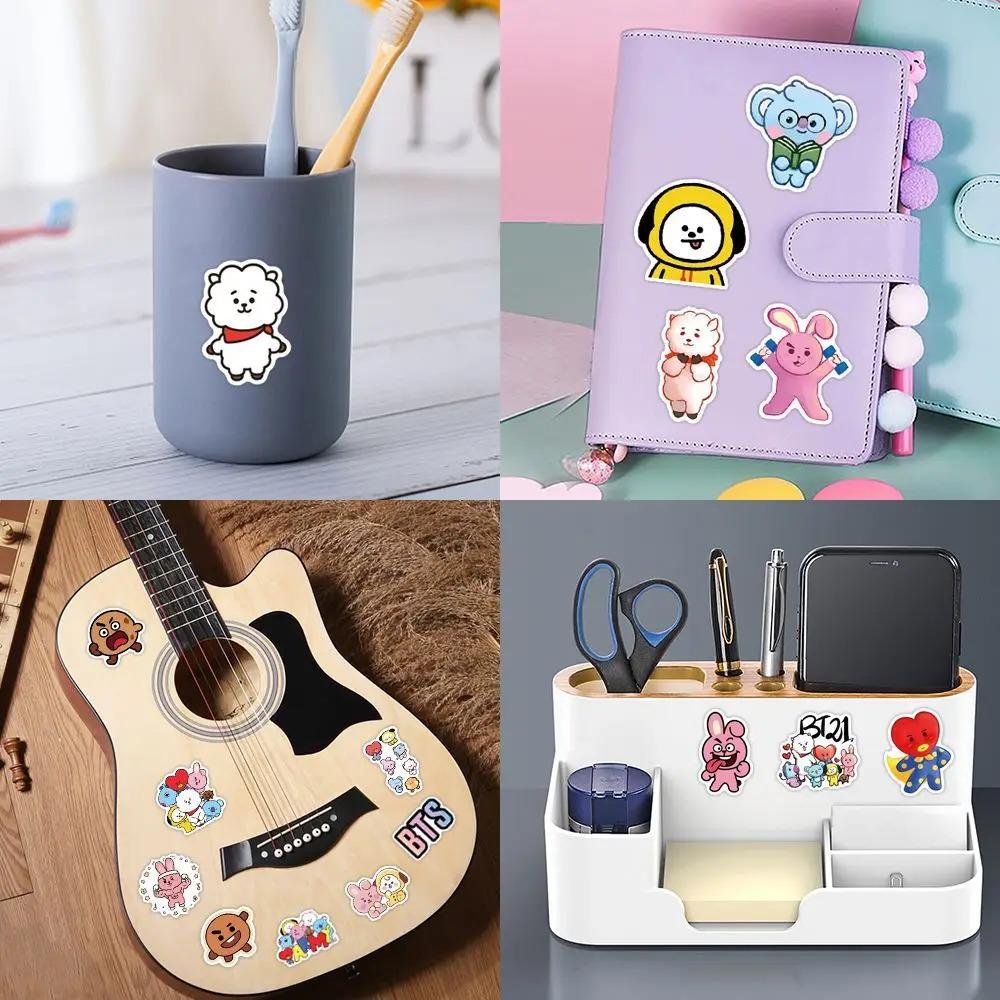 New BT21 koya RJ Shooky Mang Chimmy Cooky 55 Stickers High Color Value Cartoon Printed Phone Case Desktop Waterproof Decoration
