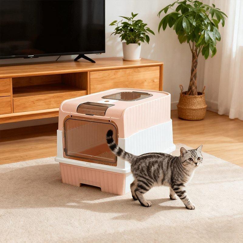 Oversized Cat Litter Box with Enclosure, Anti-Odor & Easy Clean Kitty Potty, Spacious Pet Litter Tray for All Breeds