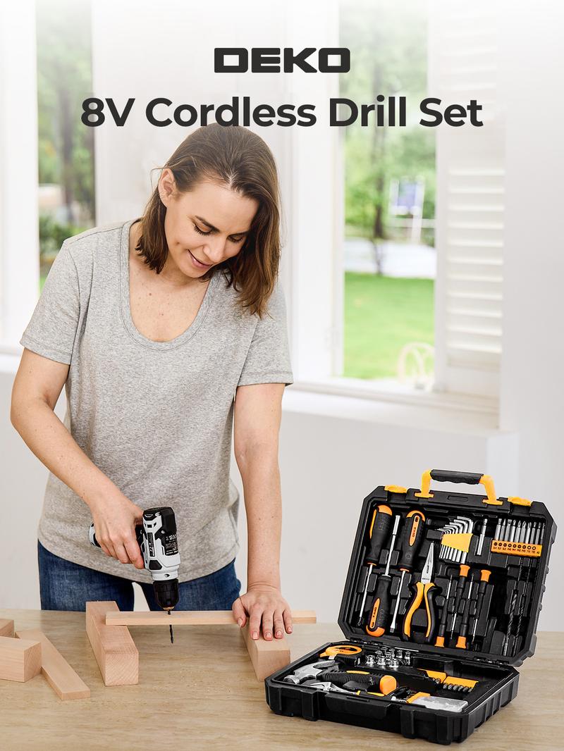 DEKOPRO 126-Piece 8V Cordless Drill Driver and Tool Set, All-in-One Portable Repair Tool Kit, Professional Household Basic Hand Repair Tool Set DEKOPRO 126-Piece 8V Cordless Drill Driver and Tool Set, All-in-One Portable Repair Tool Kit, Professional Household Basic Hand Repair Tool Set