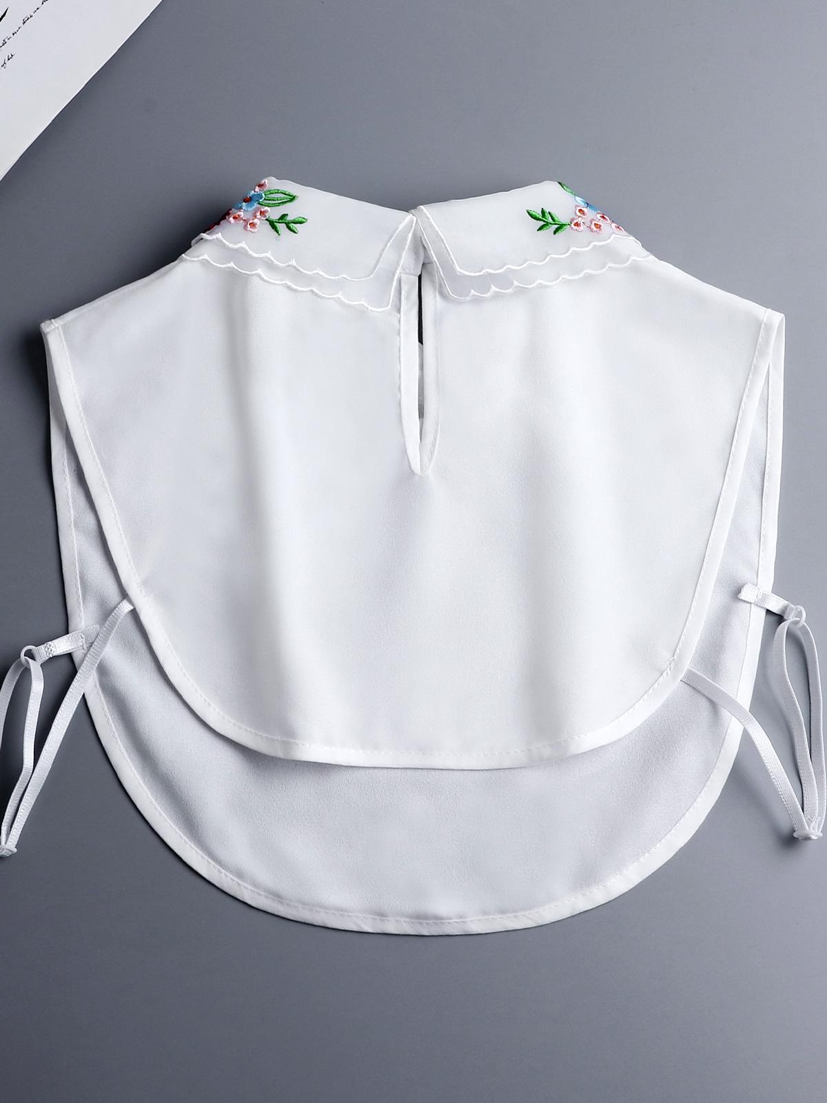 Embroidery Fakes Collar Women Cotton Detachable White Collar Dickey Half Shirts, Detachable White Collar One Size Can Be Paired With Various Jackets Suitable For Business, Gatherings, And Various Occasions Not Deformed And Easy To Clean