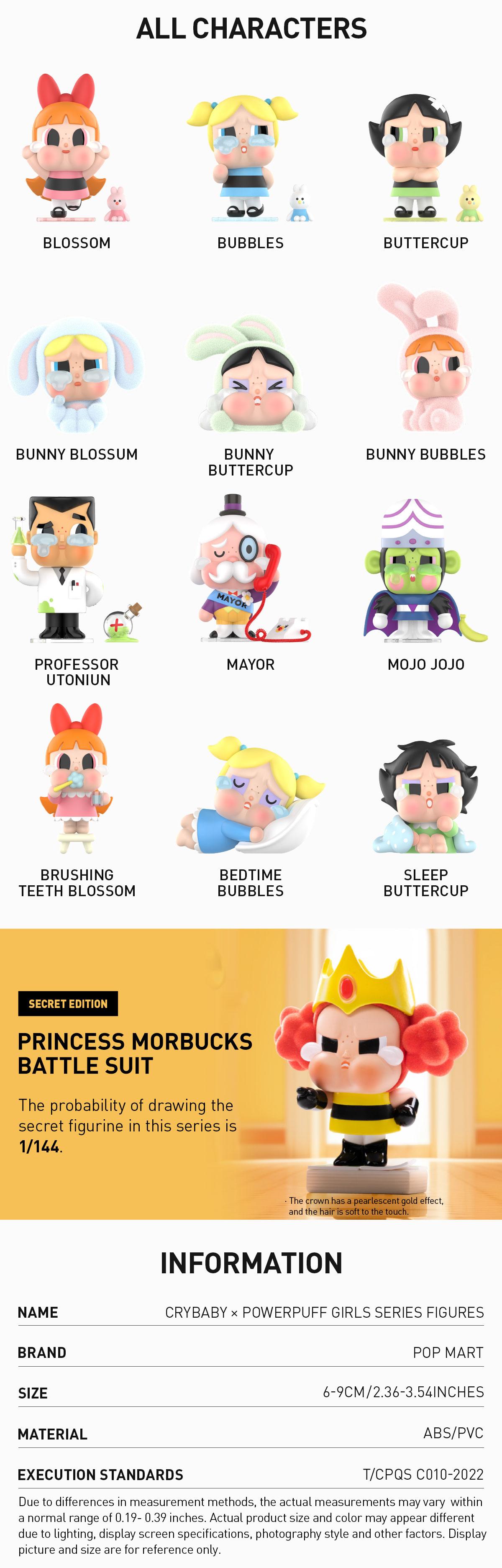 POP MART CRYBABY × Powerpuff Girls Series Figures,  Blind Box, Mystery Box