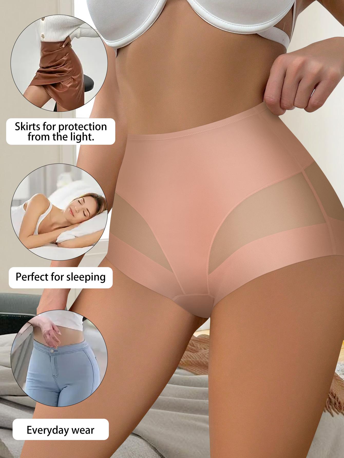 QUASTI 6 Pieces Mid-Rise Sexy Mesh Splicing Contrast Women's ,Breathable Basic Smooth Ice Silk Soft Comfortable Panties, Seamless Lightweight Hip Lifting Elastic Ladies Briefs,Fashionable and Elegant Womenswear Underwear,S-XXL SpringStatements