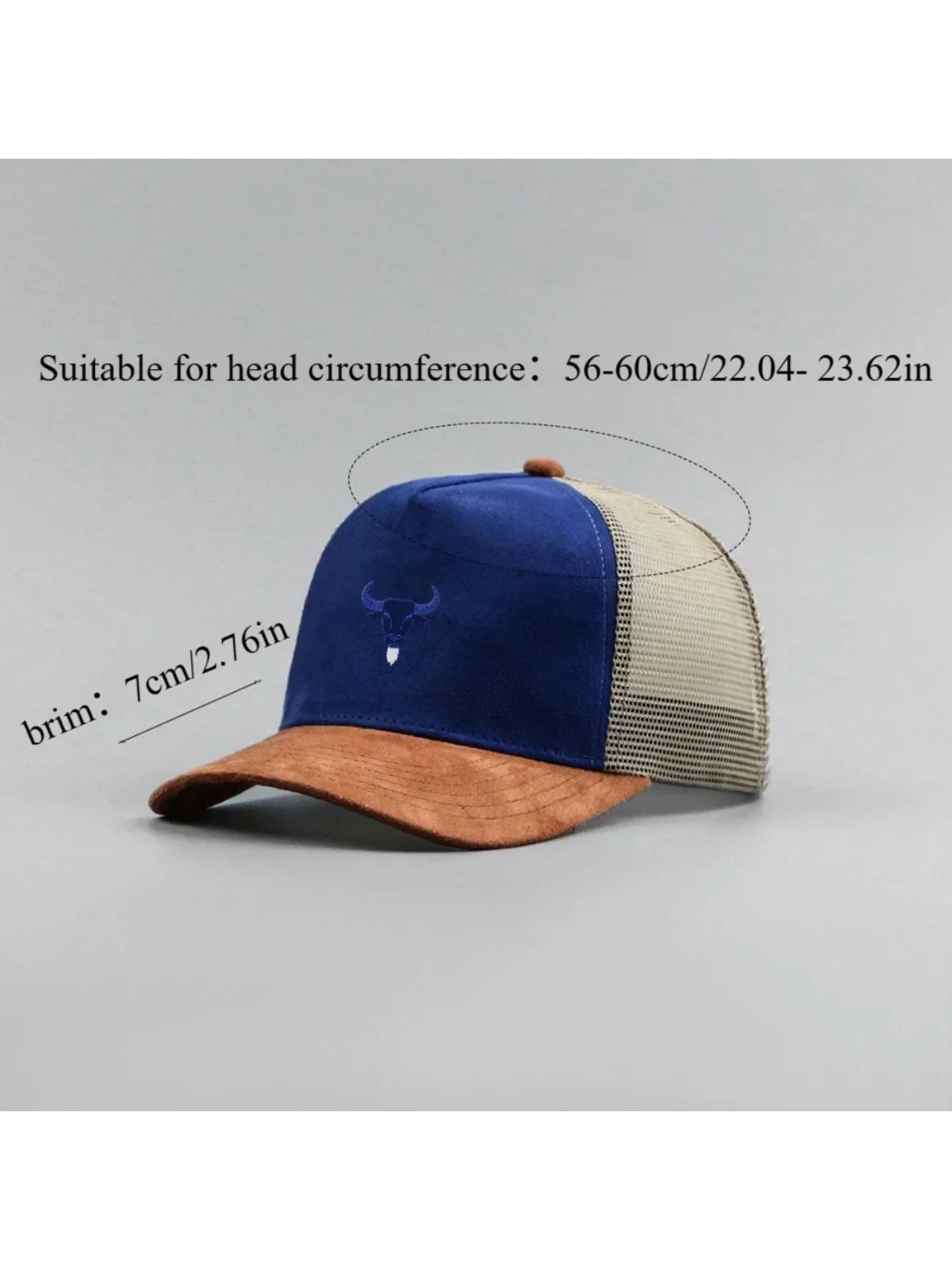 Blue Bull Head Print Unisex Mesh Suede Trucker Hat Spring Summer Breathable Sports Baseball Cap Women Men Outdoor Sun Hat