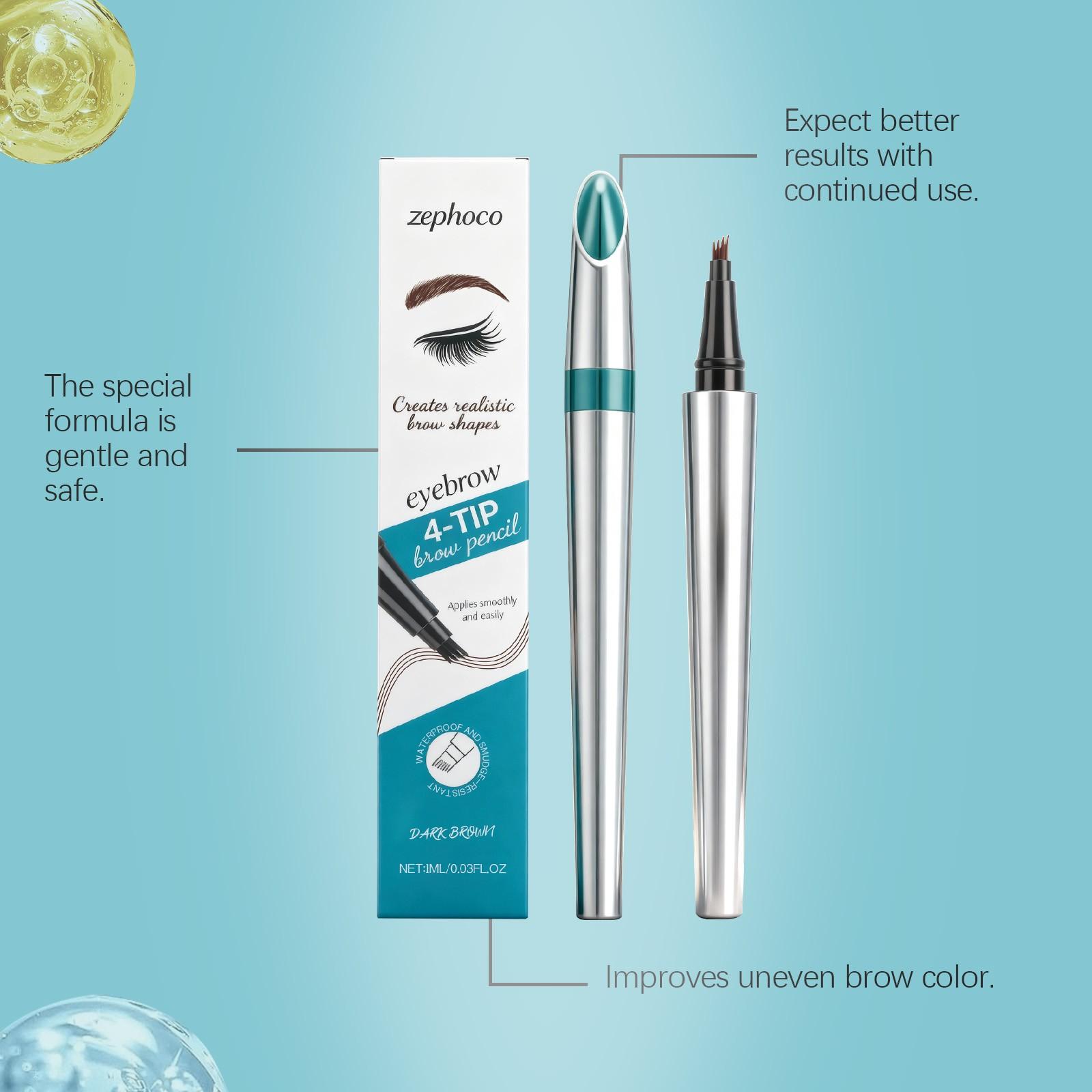 zephoco Dark Brown 4-Tip Brow Pen✨Smudge-proof Waterproof Sweat-proof Precisely Sculpted Brows 3D Wild Brow zephoco Dark Brown 4-Tip Brow Pen✨Smudge-proof Waterproof Sweat-proof Precisely Sculpted Brows 3D Wild Brow