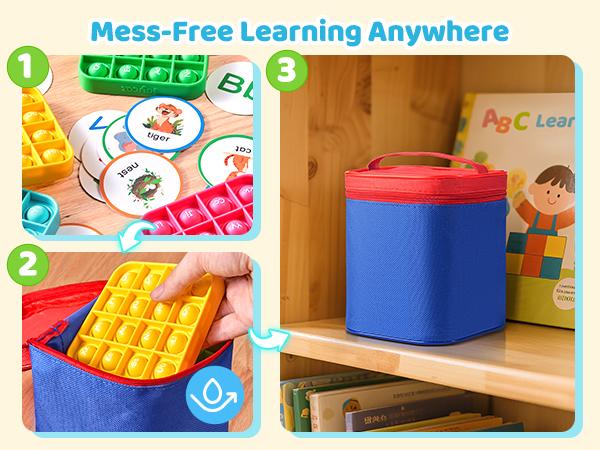 JoyCat Alphabet Bingo Board Game, ABC Learning Toys, Bingo Game for Kids Kindergarten Preschool 1st 2nd 3rd (6 Fidget Pads + 26 Flash Cards)