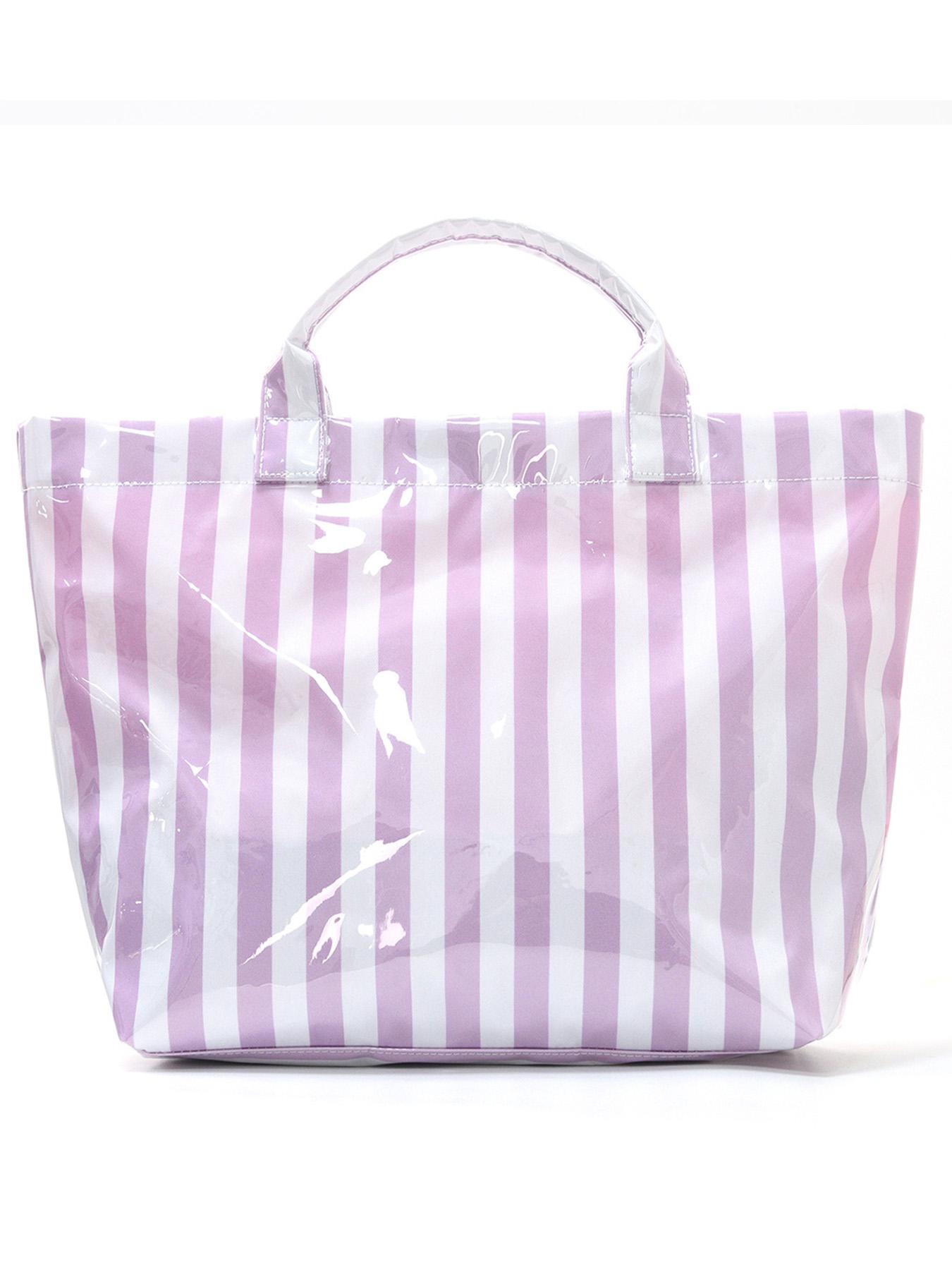 2026 New Striped Handbag Tote Bag, Large Capacity Shopping Bag, PVC Waterproof Fabric, Velcro Closure, Ideal for Daily Commute, Beach Vacation, Travel