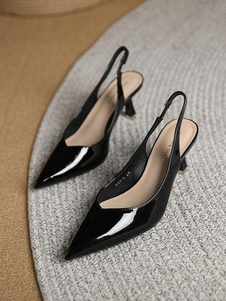 Summer Outfits 2024 Minimalist Temperament Pu Leather Slingback Pumps, Simple Design All-match Solid Color High Heels, Elegant Pointed Toe Slip on Shoes for Daily Work Office