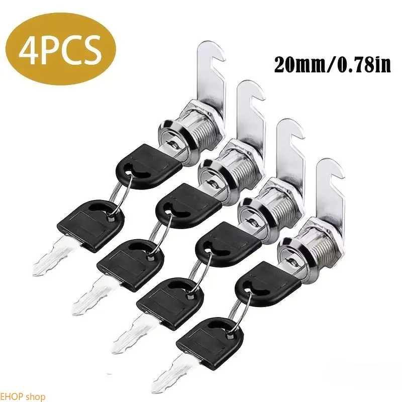 4-Piece Nylon Security Cabinet Lock Set - 16/20mm Sizes, Metal Lock Core, No Batteries Required, for Office Cabinets, Camping Hammock Storage Lockers (Keys Included) men cross necklace teeth accessory jewellery gift jewelry stainless steel ring