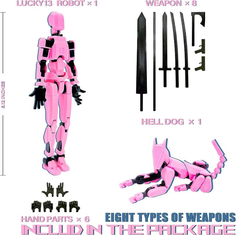 Titan 13 Action Figures T13 3D Action Figure Set (Assembly Completed), 3D Printed Multi-Jointed, , Multi-Articular Lucky Mobile Robot Desktop Decorations for Game Lovers Toys