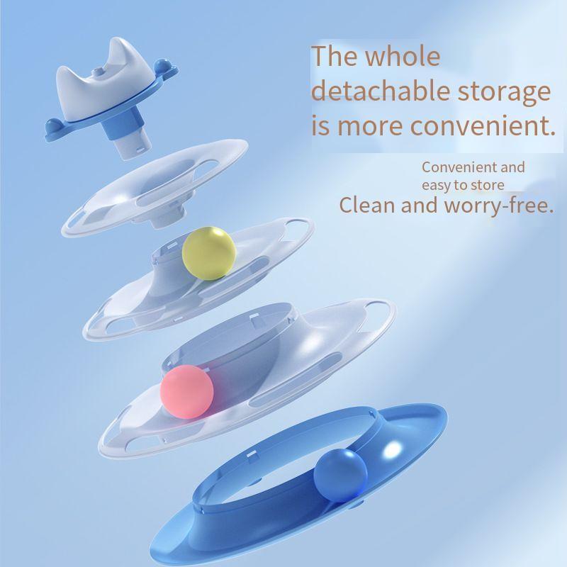 Three-Layer Cat Turntable Toy, Indoor Cat Educational Game Track Tower, Interactive Ball Toy, Three-Color Exercise Game