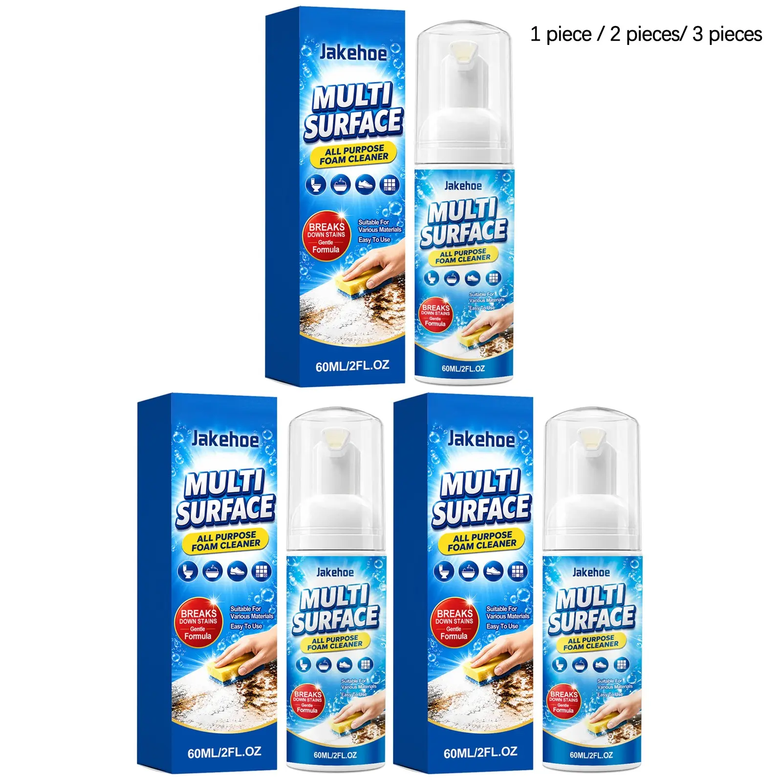 Foam Cleaner (60ML/60ML*2/60ML*3), Gentle Cleansing Fresh Lemon Scent, Non-Damaging to Leather, Removes Oil Stains From Kitchen Tiles
