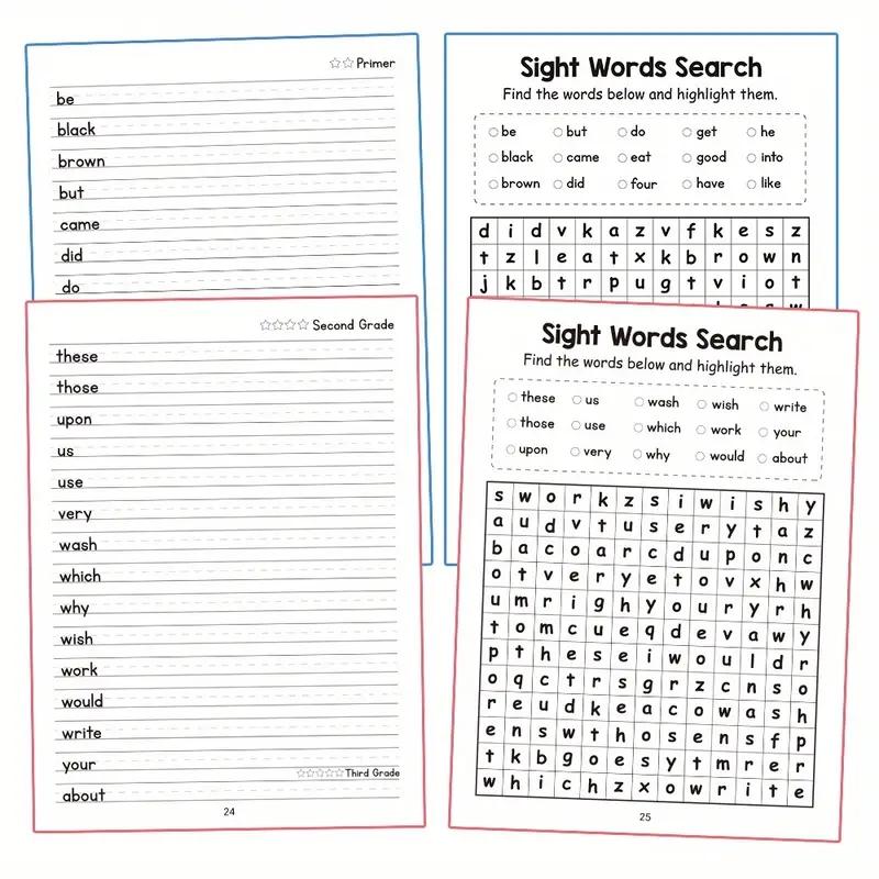 Visual Word Practice Book with Answer Key, Preschool Alphabet, Handwriting and Visual Word Search Game, Suitable for Ages 3 and Above, Educational Learning Activities, English Children Skills, Visual Learning Tools, Tracing Preschool Books