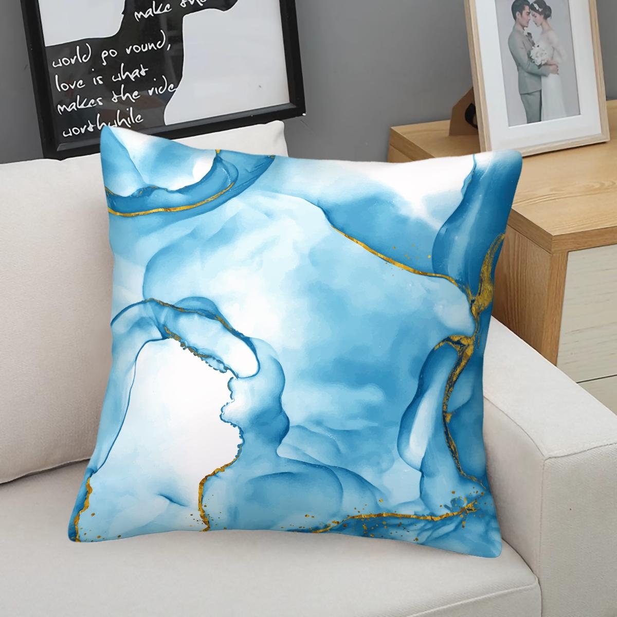 Marble Print Throw Pillow, Modern Luxury Decorative Pillow, Soft Square Cushion with Zipper Closure, Ideal for Sofa, Living Room and Bedroom Decor, Perfect Gift for Fluid Art Enthusiasts