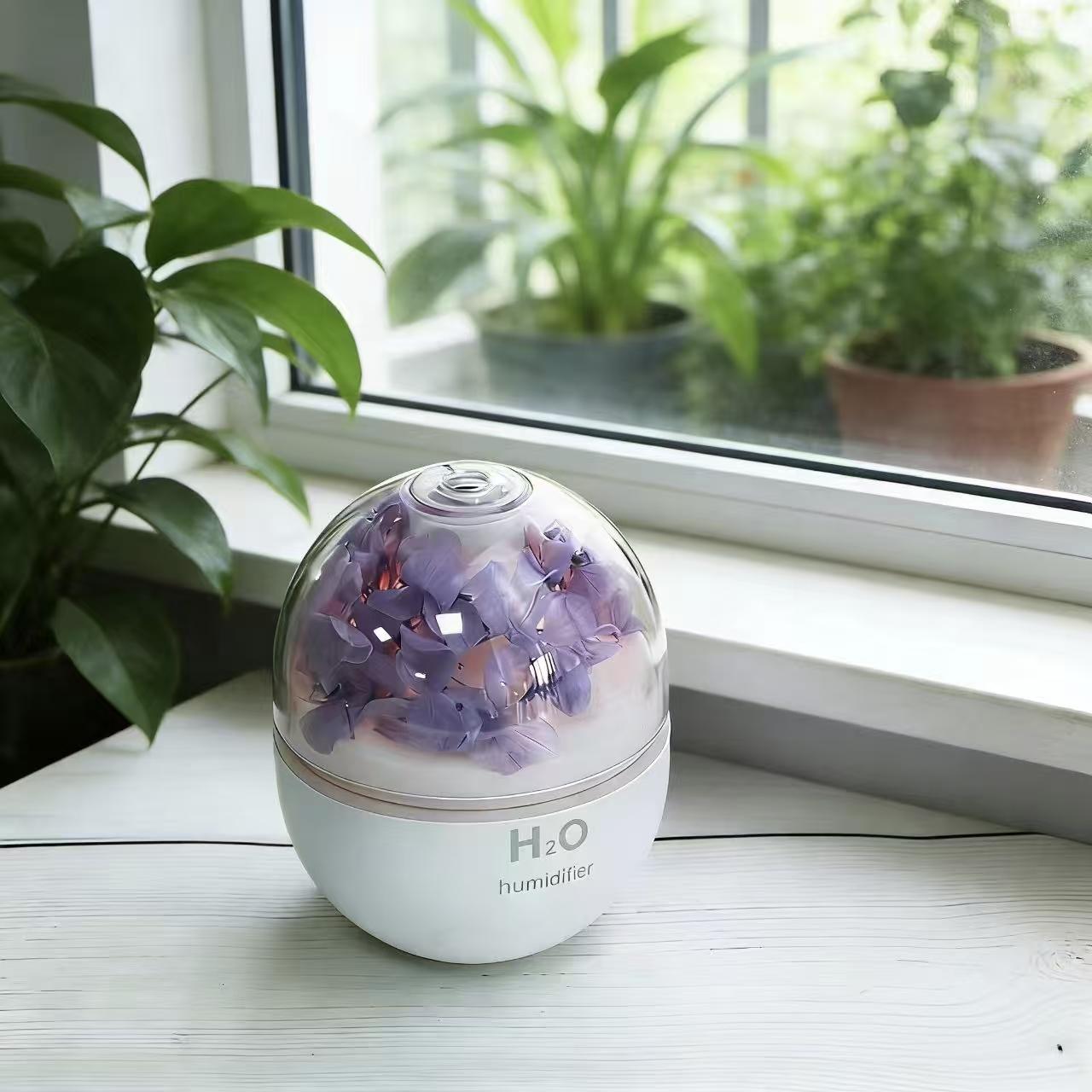 New 1pc Small Flower Ball Humidifier, Silent Operation, Warm Night Light, Suitable for Living Room, Bedroom, Office, Car, Also for Aromatherapy