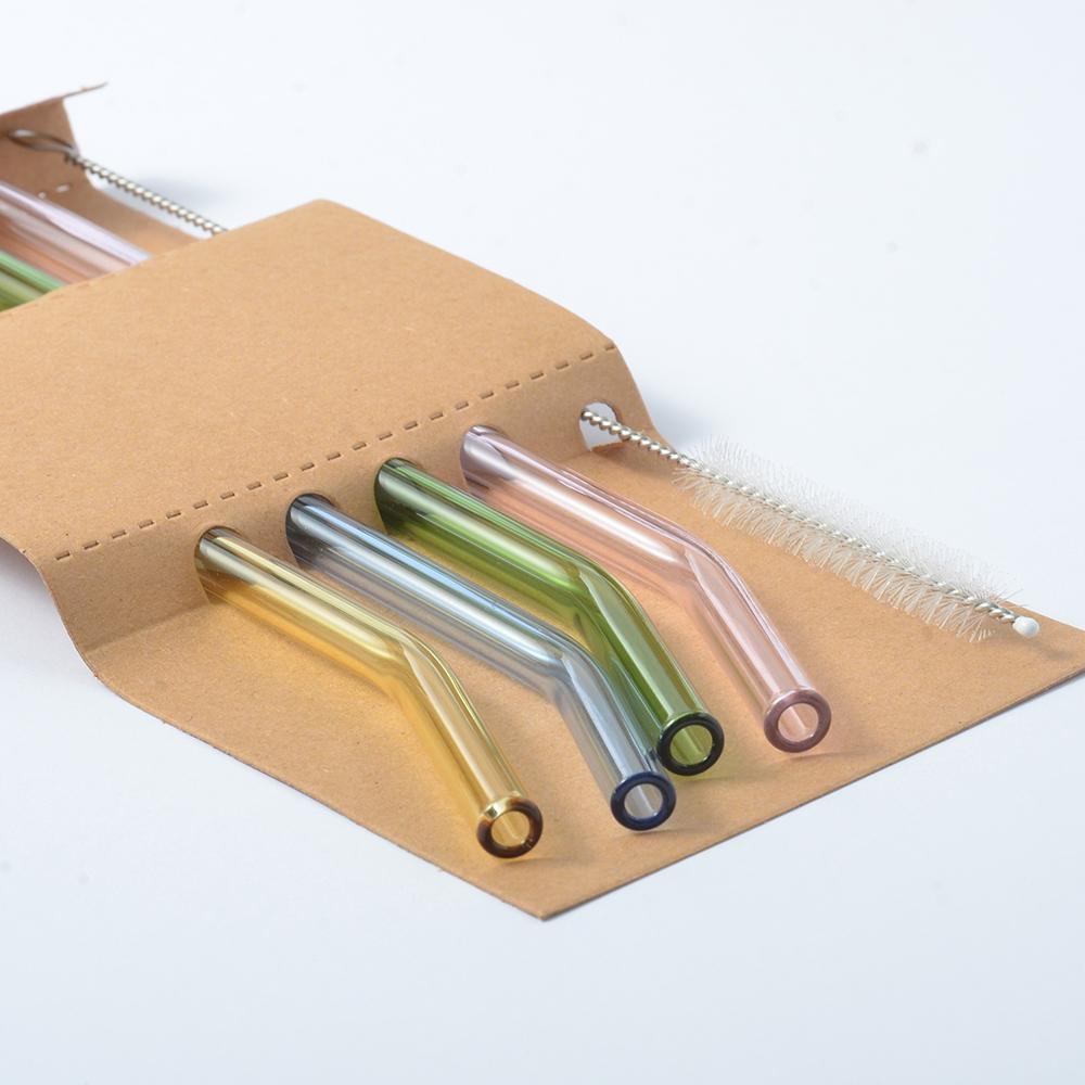 Coloful Reusable Glass Straws Set for Juice / Beverage / Smoothie / Shakemile, Dishwasher Safe and Shatter Resistant .