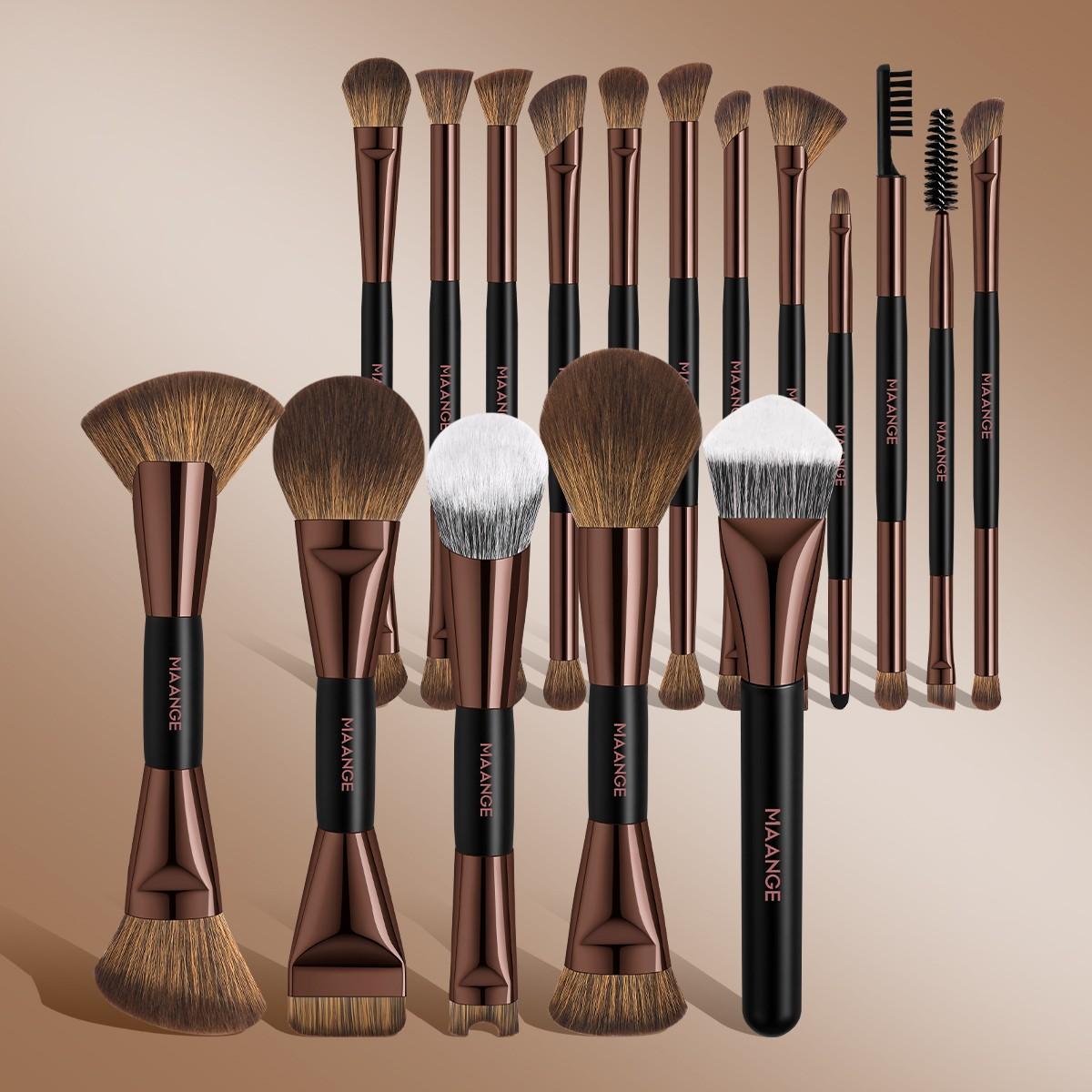 Maange 18-Piece Makeup Tool Set, Includes 17 Brushes + Brush Holder, Foundation Brush, Blush Brush, Powder Brush, Highlighter Brush, Eyeshadow Brush, Mascara Brush
