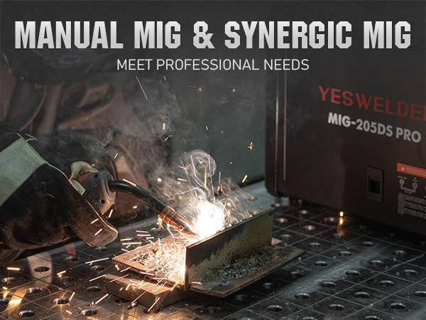 YESWELDER MIG-205DS-PRO Aluminum MIG Welder 205Amp | Synergic Control, 110/220V Dual Volts & Large LED Display | Gas/Flux Core/Spool Gun/Lift TIG/Stick Multiprocess Welding Machine