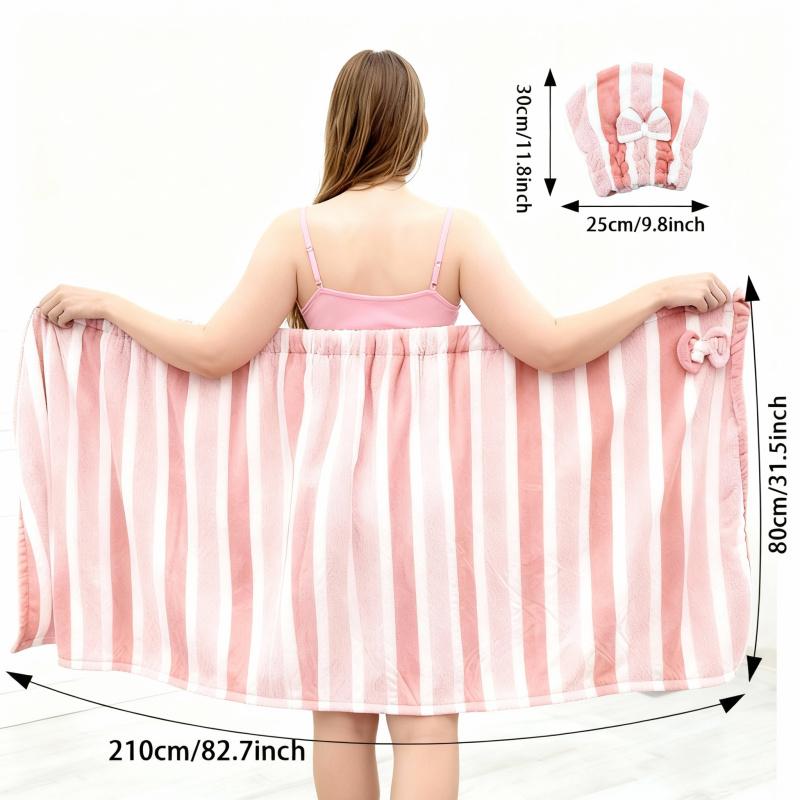 2pcs Set 80*210cm Plus Size Bathrobe + Shower Cap with Adjustable Suitable for XXXL-XXXXL  Bathrobe Suitable for Home and Travel Sweat Steaming 31.4*82.6in