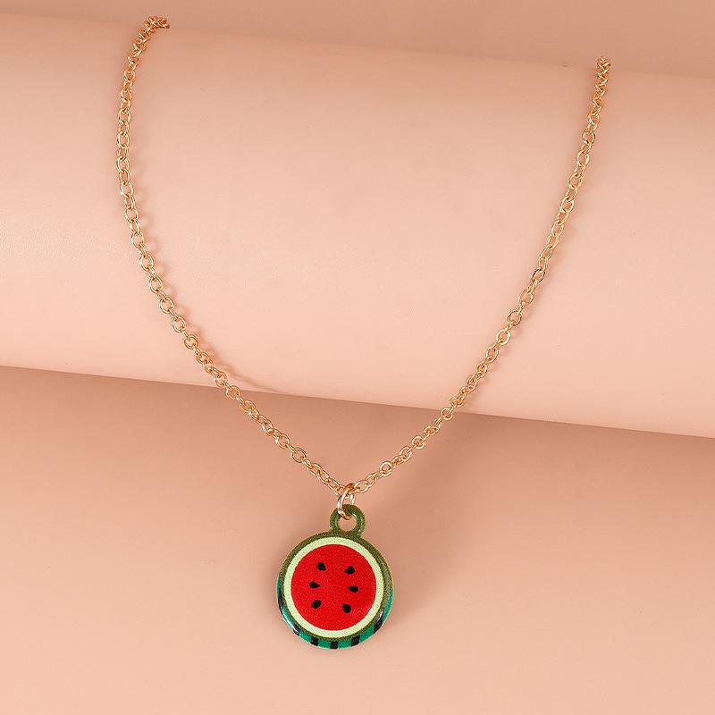 Summer Style Watermelon Pendant Necklace - Fashionably Simple, Versatile and Cute Necklace