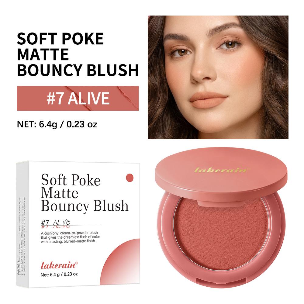 Matte Bouncy Blush, Cream-to-Powder, Blurs Pores, Buildable, Long-Lasting, Lightweight Blush for Girls and Women, Cosmetics Products