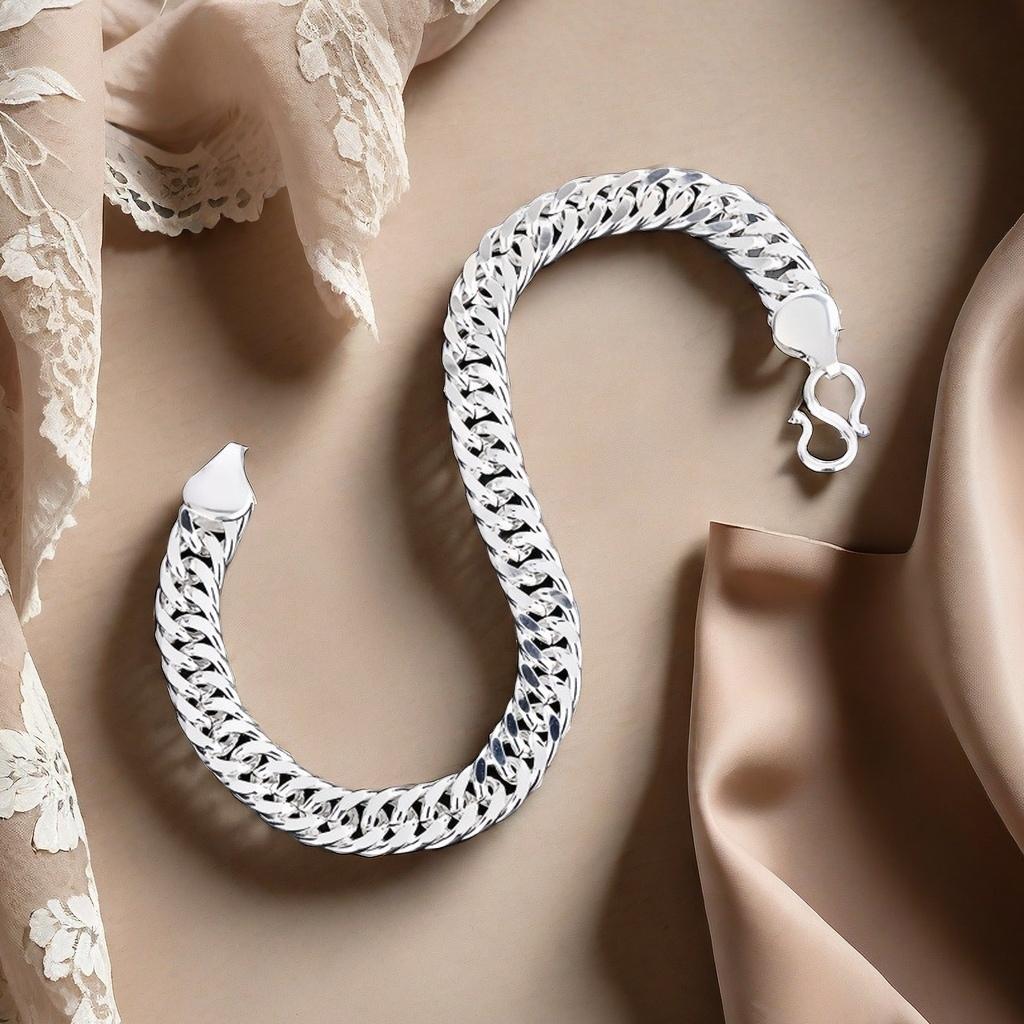 Full Silver s999 Bracelet Sterling Silver bracelet Men's bracelet can be opened to wear for boyfriend's birthday holiday gift Silver 37g / 1.3oz