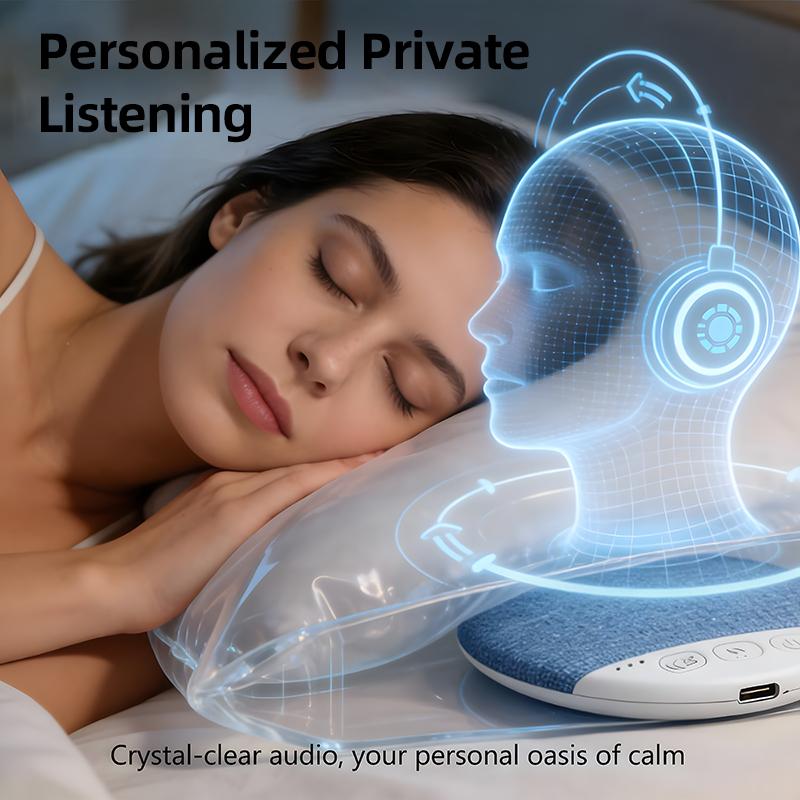 2026 New Flat Under Pillow Speakers for Sleeping, Bone Conduction Pillows Speaker Bluetooth, Private Ultra-Thin Aid with White Noise Timer, Mini Portable Slim Wireless Bedside Speak